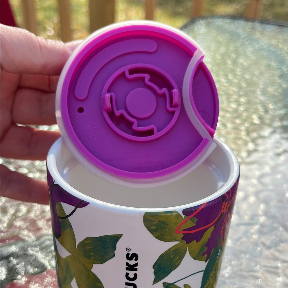 Starbucks White Mug with Green and Purple Floral Design - Picture 8 of 8